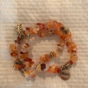 Orange and Gold Beaded Bracelets